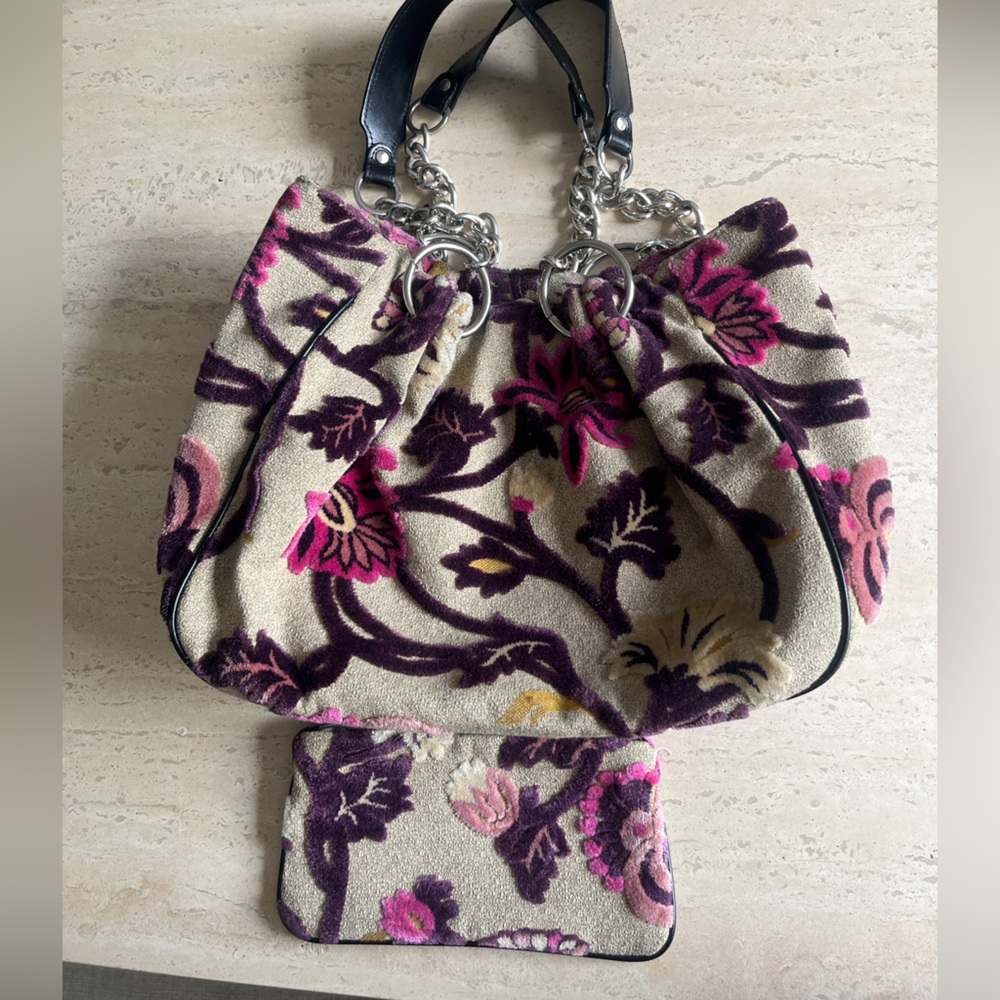 Glenda Gies Vintage Floral Shoulder Bag and Pouch